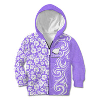 Hawaii Kauai Island Kid Hoodie Hibiscus Pattern Seamless Tribal Simple Purple LT03 - Polynesian Pride