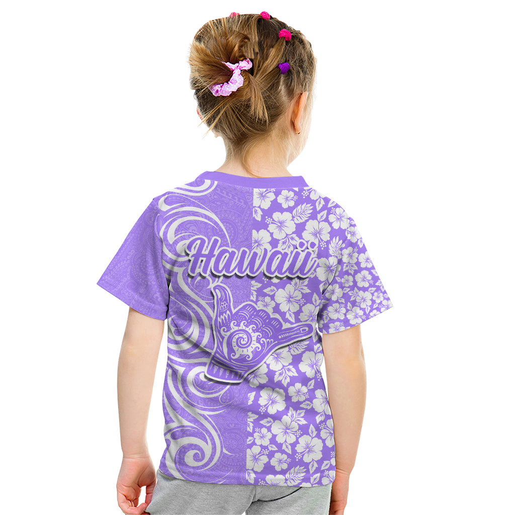 Hawaii Kauai Island Kid T Shirt Hibiscus Pattern Seamless Tribal Simple Purple LT03 - Polynesian Pride