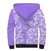 Hawaii Kauai Island Sherpa Hoodie Hibiscus Pattern Seamless Tribal Simple Purple LT03 - Polynesian Pride