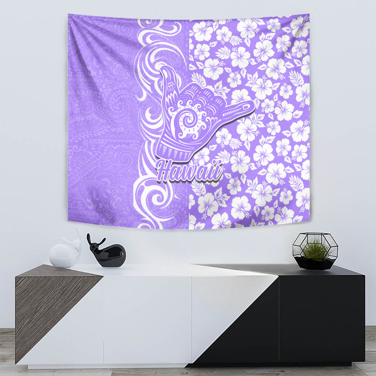Hawaii Kauai Island Tapestry Hibiscus Pattern Seamless Tribal Simple Purple LT03 - Polynesian Pride