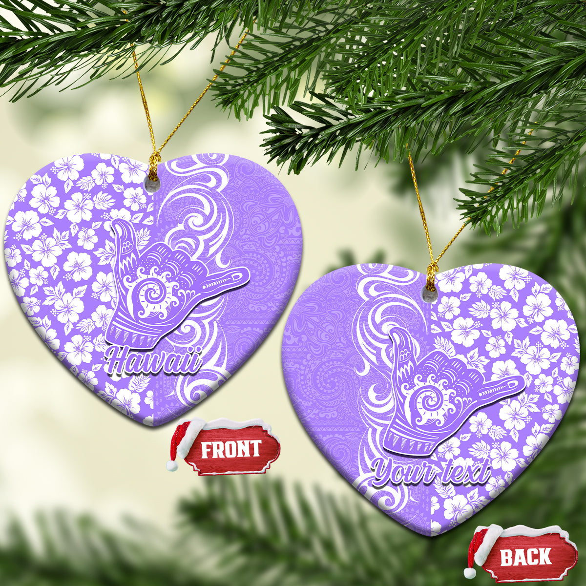 Custom Hawaii Kauai Island Ceramic Ornament Hibiscus Pattern Seamless Tribal Simple Purple LT03 - Polynesian Pride