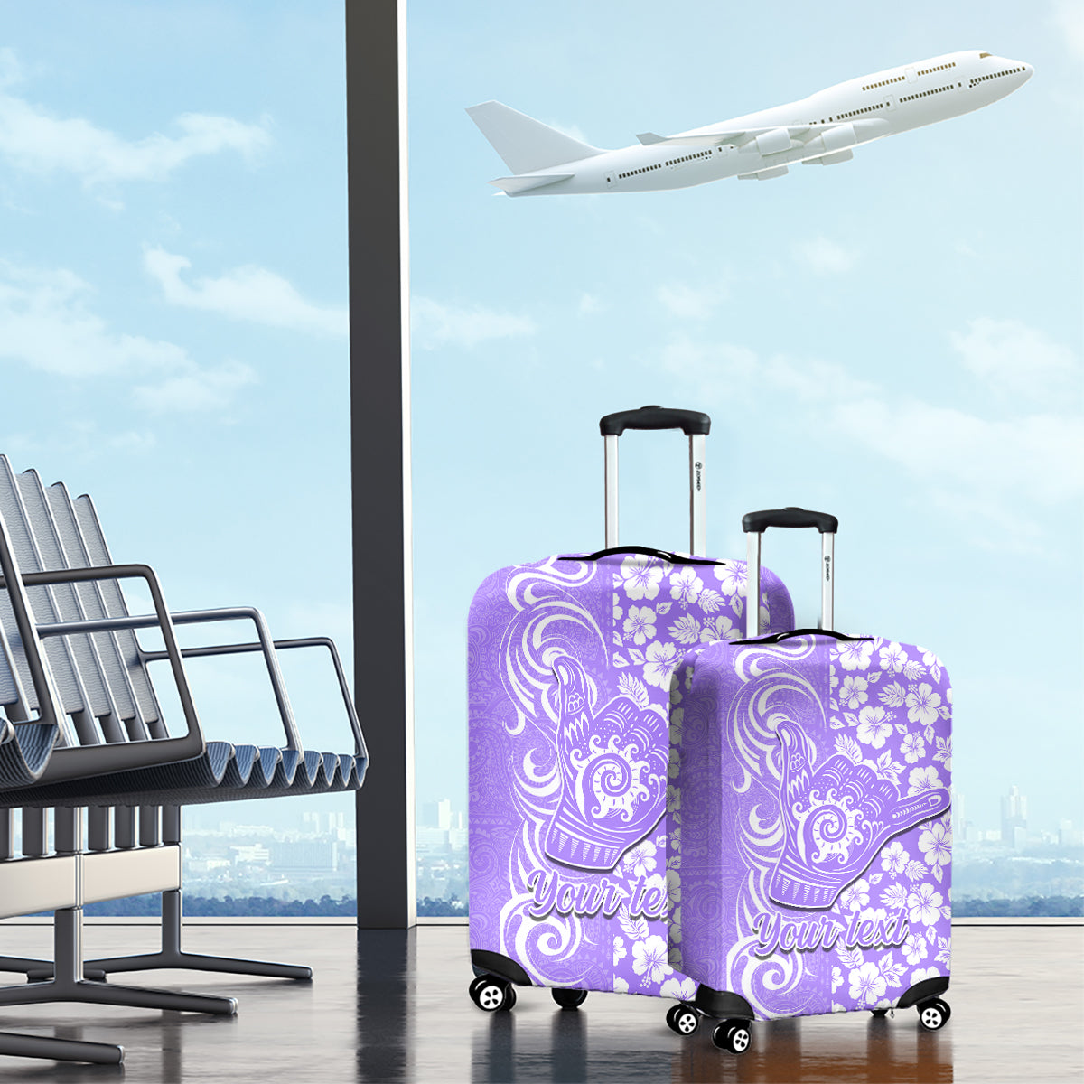 Custom Hawaii Kauai Island Luggage Cover Hibiscus Pattern Seamless Tribal Simple Purple LT03 - Polynesian Pride