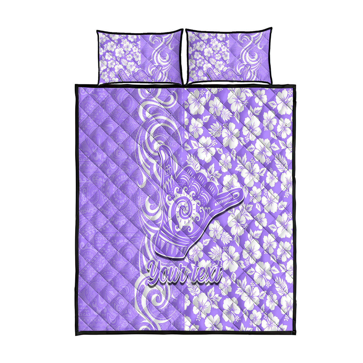 Custom Hawaii Kauai Island Quilt Bed Set Hibiscus Pattern Seamless Tribal Simple Purple LT03 Purple - Polynesian Pride
