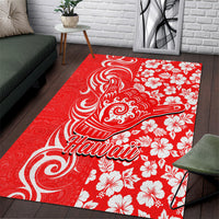 Hawaii Kauai Island Area Rug Hibiscus Pattern Seamless Tribal Simple Red LT03 Red - Polynesian Pride