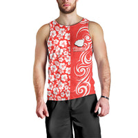 Hawaii Kauai Island Men Tank Top Hibiscus Pattern Seamless Tribal Simple Red LT03 - Polynesian Pride