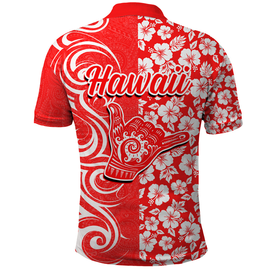 Hawaii Kauai Island Polo Shirt Hibiscus Pattern Seamless Tribal Simple Red LT03 - Polynesian Pride