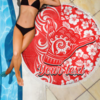 Custom Hawaii Kauai Island Beach Blanket Hibiscus Pattern Seamless Tribal Simple Red LT03 - Wonder Print Shop