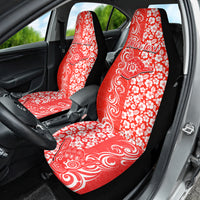 Custom Hawaii Kauai Island Car Seat Cover Hibiscus Pattern Seamless Tribal Simple Red LT03 - Polynesian Pride