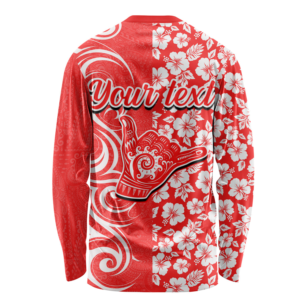 Custom Hawaii Kauai Island Long Sleeve Shirt Hibiscus Pattern Seamless Tribal Simple Red LT03 - Polynesian Pride