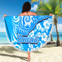 Hawaii Kauai Island Beach Blanket Hibiscus Pattern Seamless Tribal Simple Blue LT03 - Wonder Print Shop