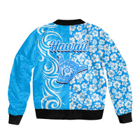Hawaii Kauai Island Bomber Jacket Hibiscus Pattern Seamless Tribal Simple Blue LT03 - Polynesian Pride