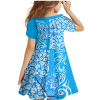 Hawaii Kauai Island Family Matching Mermaid Dress and Hawaiian Shirt Hibiscus Pattern Seamless Tribal Simple Blue LT03 - Polynesian Pride