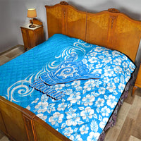 Hawaii Kauai Island Quilt Hibiscus Pattern Seamless Tribal Simple Blue LT03 - Polynesian Pride