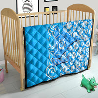 Hawaii Kauai Island Quilt Hibiscus Pattern Seamless Tribal Simple Blue LT03 - Polynesian Pride