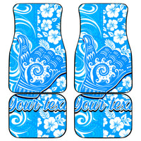 Custom Hawaii Kauai Island Car Mats Hibiscus Pattern Seamless Tribal Simple Blue LT03 Blue - Polynesian Pride