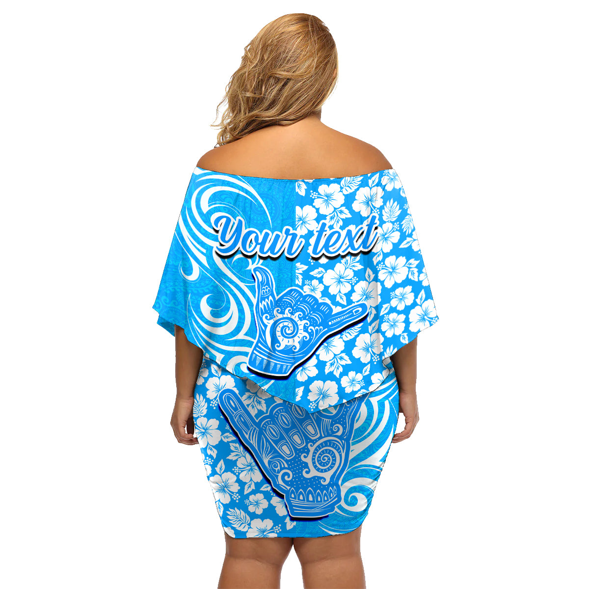 Custom Hawaii Kauai Island Family Matching Off Shoulder Short Dress and Hawaiian Shirt Hibiscus Pattern Seamless Tribal Simple Blue LT03 - Polynesian Pride