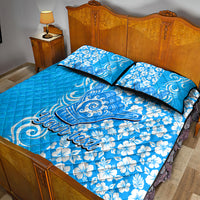 Custom Hawaii Kauai Island Quilt Bed Set Hibiscus Pattern Seamless Tribal Simple Blue LT03 - Polynesian Pride