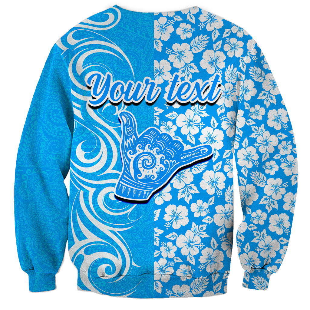 Custom Hawaii Kauai Island Sweatshirt Hibiscus Pattern Seamless Tribal Simple Blue LT03 - Polynesian Pride