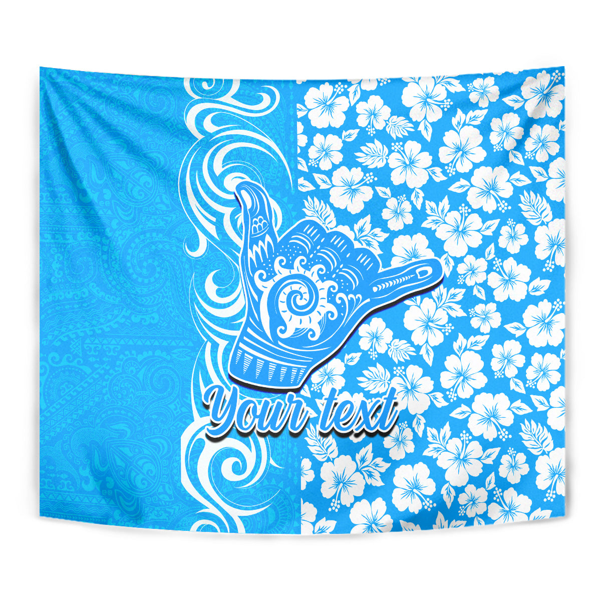 Custom Hawaii Kauai Island Tapestry Hibiscus Pattern Seamless Tribal Simple Blue LT03 - Polynesian Pride