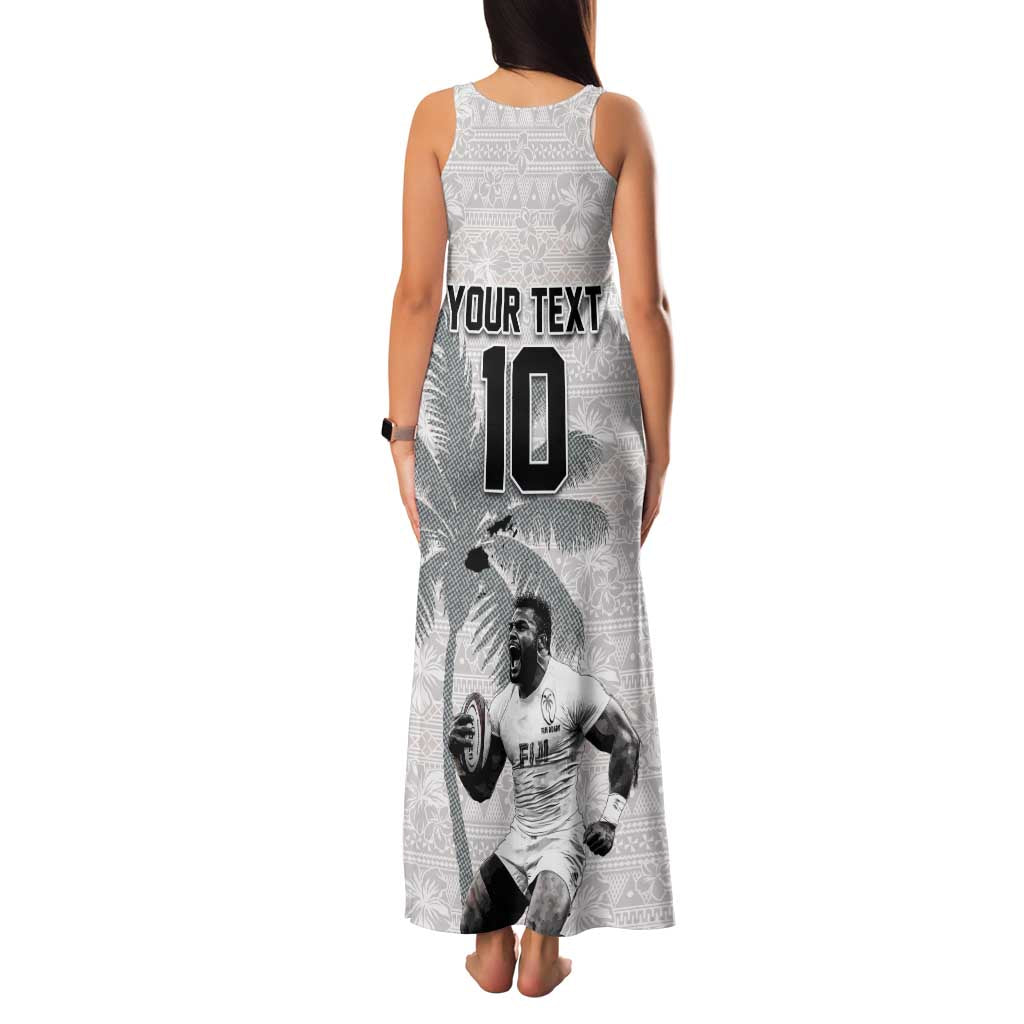 Custom Fiji Rugby Pacific Champions 2024 Family Matching Tank Maxi Dress and Hawaiian Shirt Anniversary 7 Titles - Fijians Rugby and Tapa Hibiscus White Art LT03 - Polynesian Pride