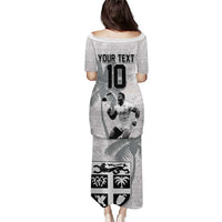 Custom Fiji Rugby Pacific Champions 2024 Puletasi Anniversary 7 Titles - Fijians Rugby and Tapa Hibiscus White Art