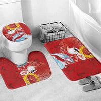 Hawaiian Mele Kalikimaka Bathroom Set Funny Santa Riding Lei Dolphin with Kakau Tattoos - Polynesian Pride