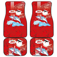 Hawaiian Mele Kalikimaka Car Mats Funny Santa Riding Lei Dolphin with Kakau Tattoos - Polynesian Pride