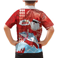 Hawaiian Mele Kalikimaka Family Matching Mermaid Dress and Hawaiian Shirt Funny Santa Riding Lei Dolphin with Kakau Tattoos - Polynesian Pride