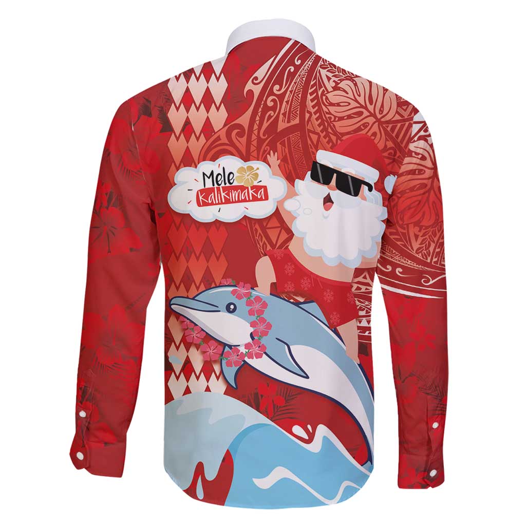 Hawaiian Mele Kalikimaka Family Matching Off Shoulder Maxi Dress and Hawaiian Shirt Funny Santa Riding Lei Dolphin with Kakau Tattoos - Polynesian Pride