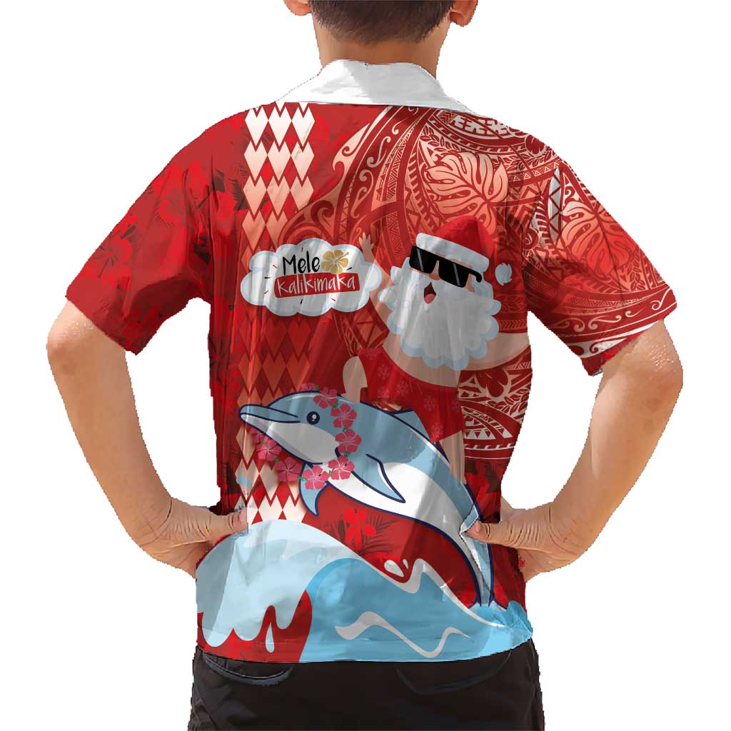 Hawaiian Mele Kalikimaka Hawaiian Shirt Funny Santa Riding Lei Dolphin with Kakau Tattoos - Polynesian Pride