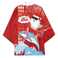 Hawaiian Mele Kalikimaka Kimono Funny Santa Riding Lei Dolphin with Kakau Tattoos LT03 - Polynesian Pride