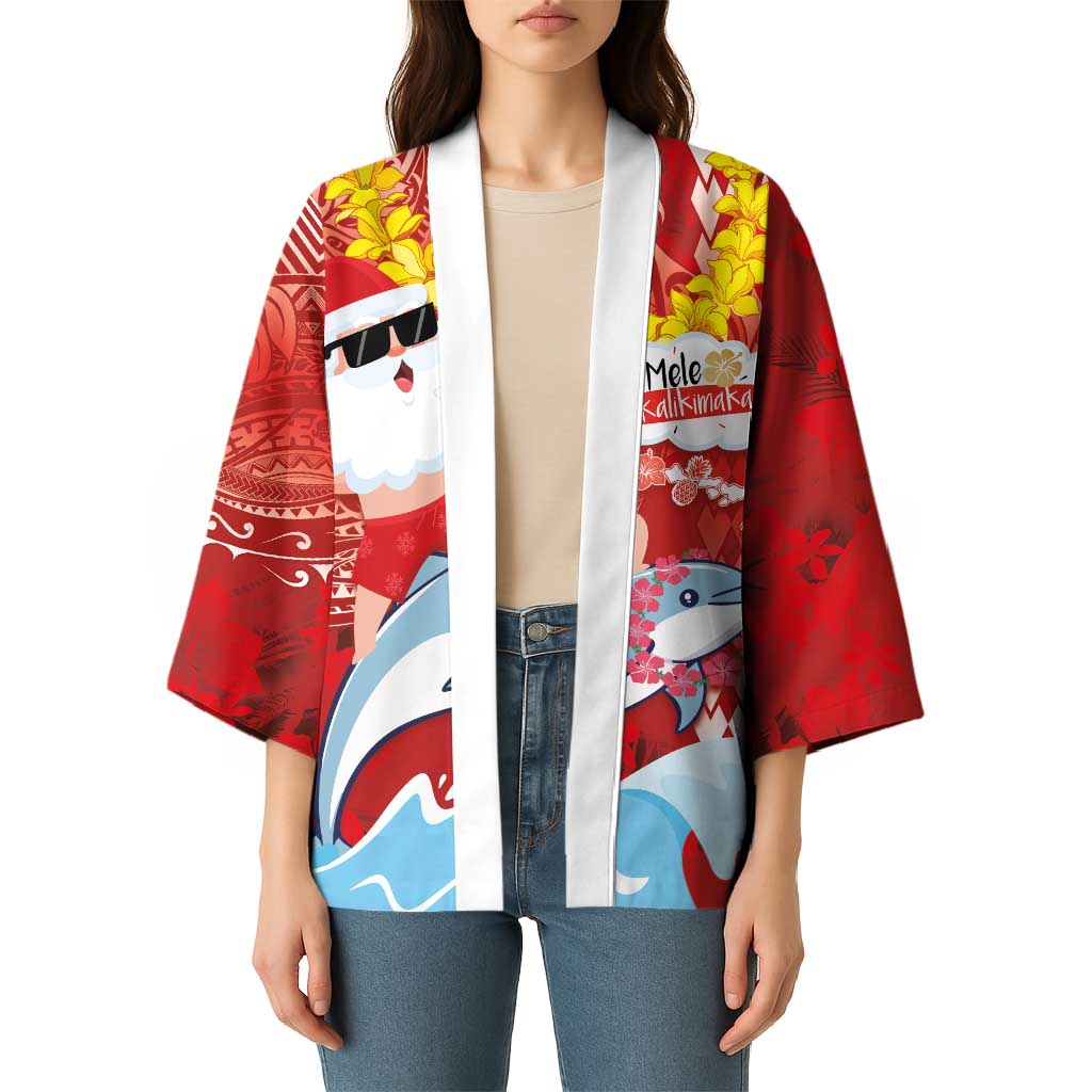 Hawaiian Mele Kalikimaka Kimono Funny Santa Riding Lei Dolphin with Kakau Tattoos LT03 - Polynesian Pride