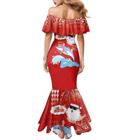 Hawaiian Mele Kalikimaka Mermaid Dress Funny Santa Riding Lei Dolphin with Kakau Tattoos - Polynesian Pride