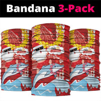 Hawaiian Mele Kalikimaka Neck Gaiter Funny Santa Riding Lei Dolphin with Kakau Tattoos - Polynesian Pride