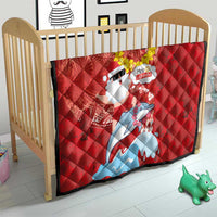 Hawaiian Mele Kalikimaka Quilt Funny Santa Riding Lei Dolphin with Kakau Tattoos - Polynesian Pride