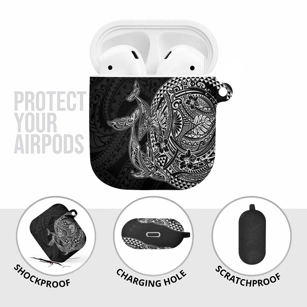 Hawaiian Whales Polynesian Art Motifs AirPods Case Black Color - Polynesian Pride