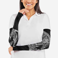 Hawaiian Whales Polynesian Art Motifs Arm Sleeves Black Color - Polynesian Pride