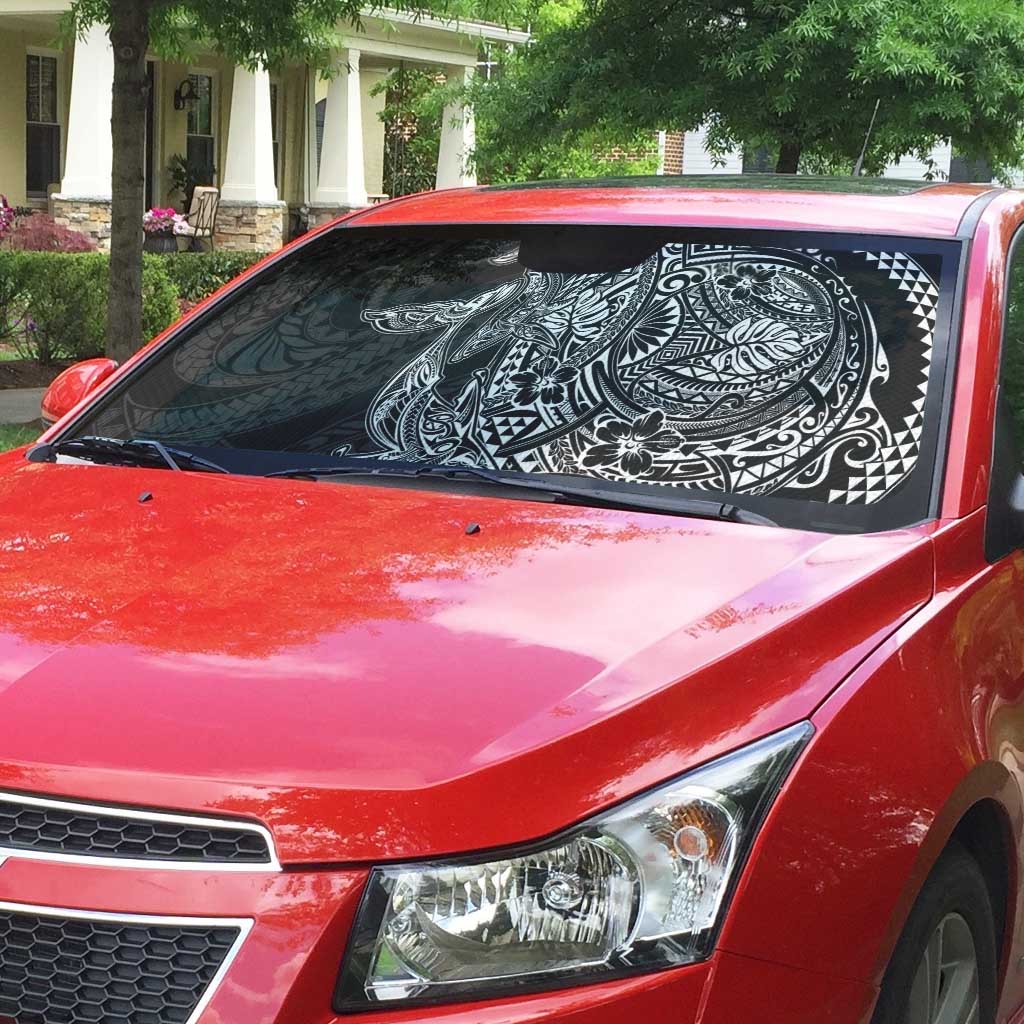 Hawaiian Whales Polynesian Art Motifs Auto Sun Shade Black Color - Polynesian Pride