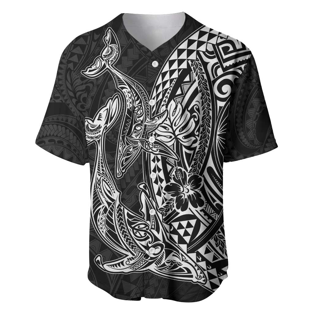 Hawaiian Whales Polynesian Art Motifs Baseball Jersey Black Color - Polynesian Pride