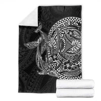 Hawaiian Whales Polynesian Art Motifs Blanket Black Color - Polynesian Pride
