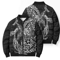 Hawaiian Whales Polynesian Art Motifs Bomber Puffer Jacket Black Color - Polynesian Pride