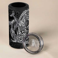 Hawaiian Whales Polynesian Art Motifs 4 in 1 Can Cooler Tumbler Black Color - Polynesian Pride
