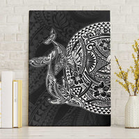 Hawaiian Whales Polynesian Art Motifs Canvas Wall Art Black Color - Polynesian Pride