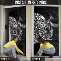 Hawaiian Whales Polynesian Art Motifs Door Cover Black Color - Polynesian Pride