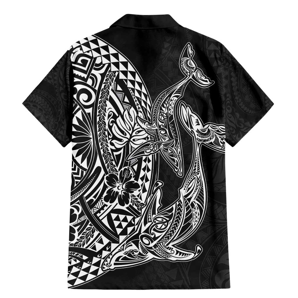 Hawaiian Whales Polynesian Art Motifs Family Matching Mermaid Dress and Hawaiian Shirt Black Color - Polynesian Pride