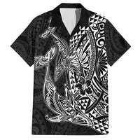 Hawaiian Whales Polynesian Art Motifs Family Matching Puletasi and Hawaiian Shirt Black Color - Polynesian Pride