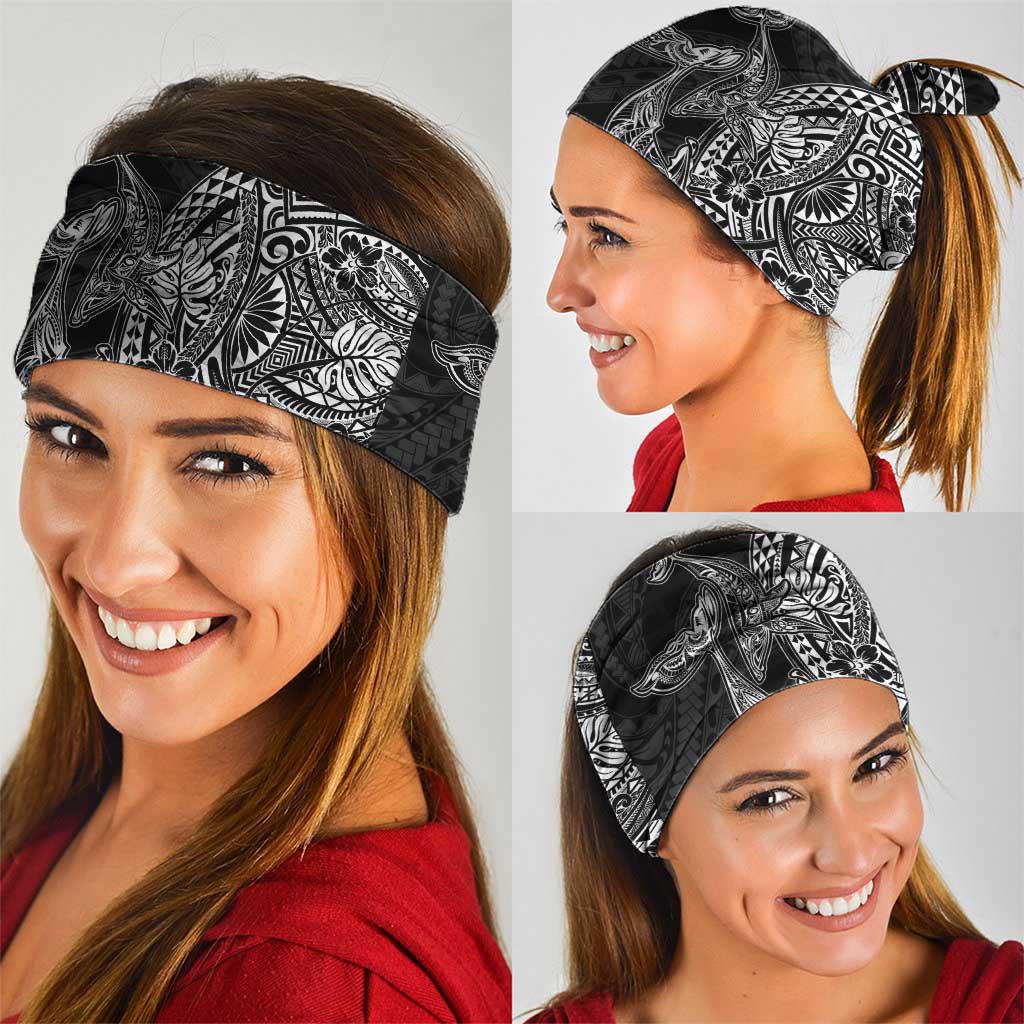 Hawaiian Whales Polynesian Art Motifs Neck Gaiter Black Color - Polynesian Pride