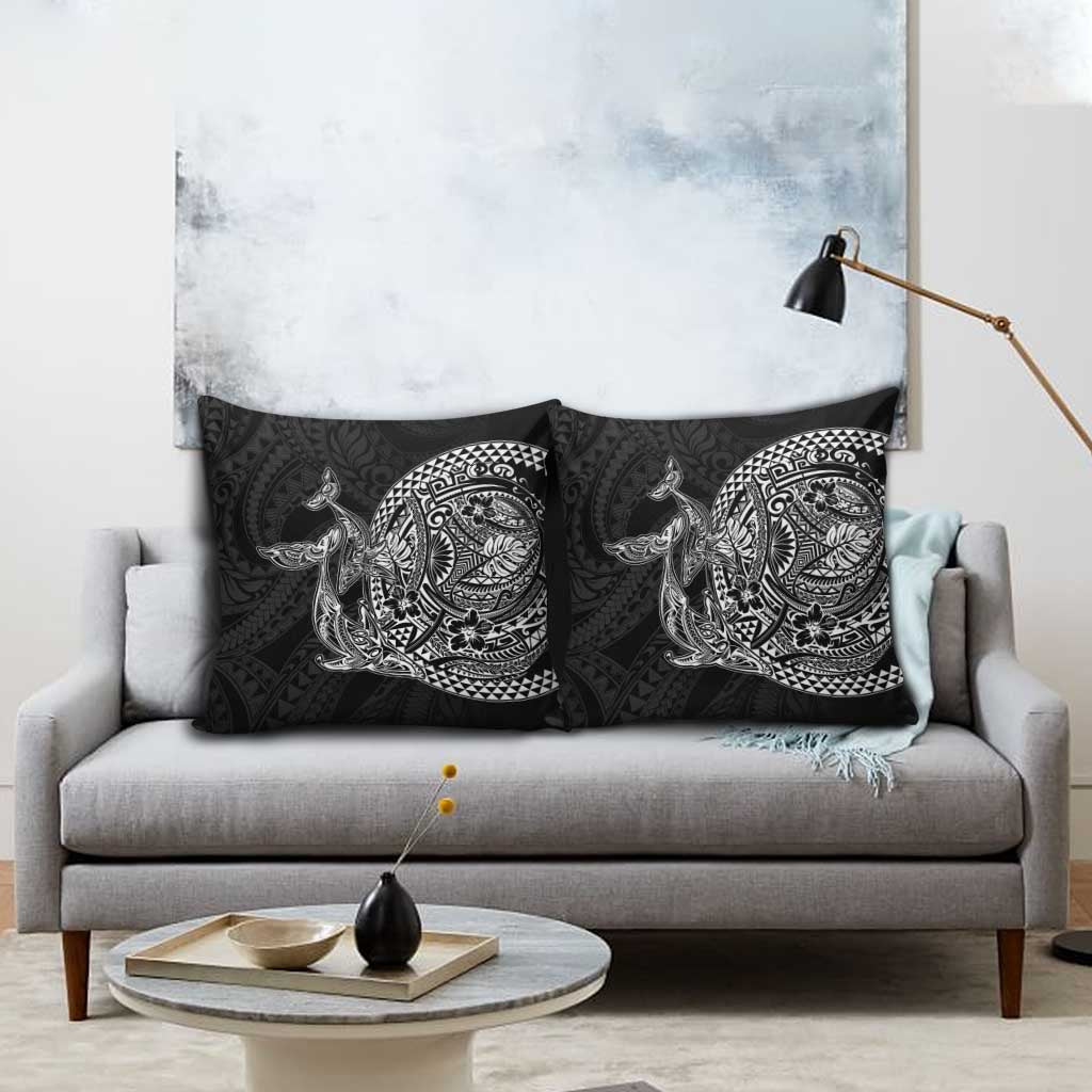 Hawaiian Whales Polynesian Art Motifs Pillow Cover Black Color - Polynesian Pride