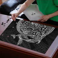 Hawaiian Whales Polynesian Art Motifs Puzzle Black Color - Polynesian Pride