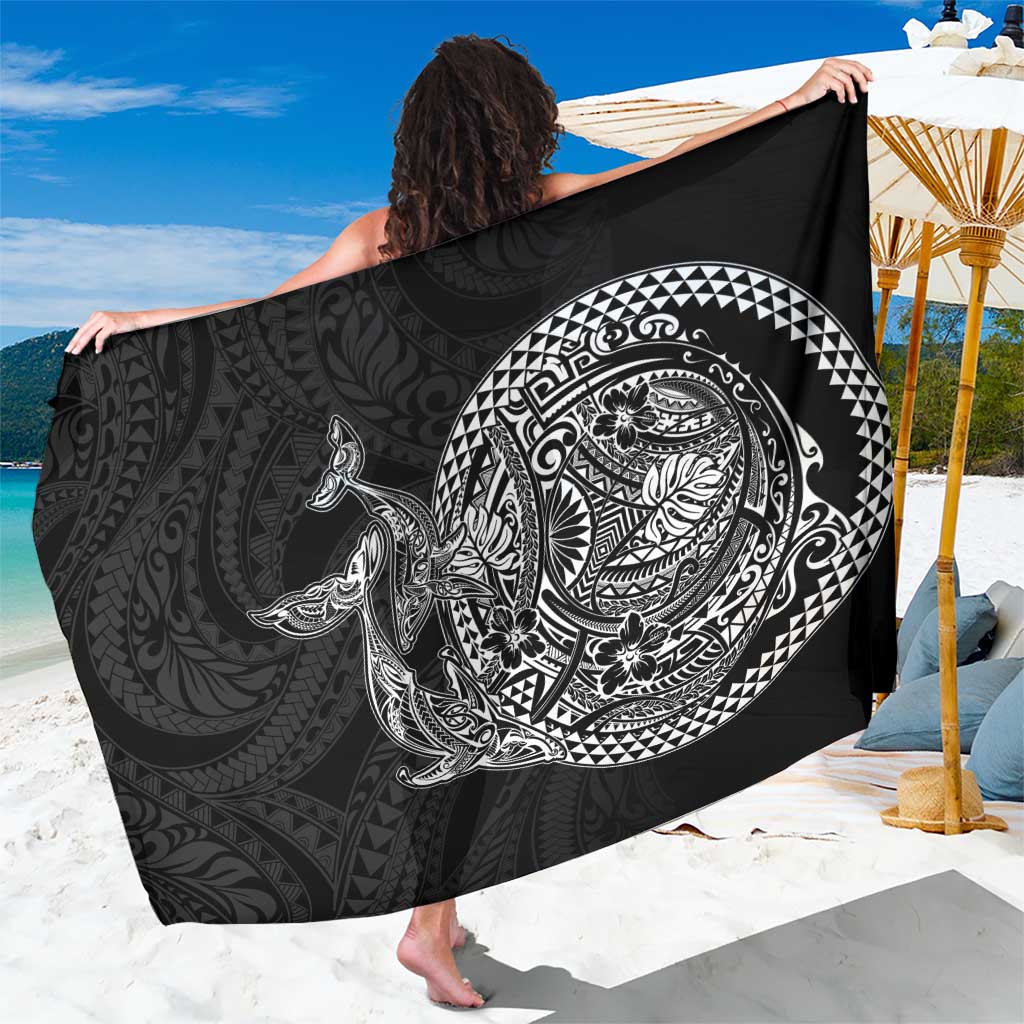 Hawaiian Whales Polynesian Art Motifs Sarong Black Color - Polynesian Pride